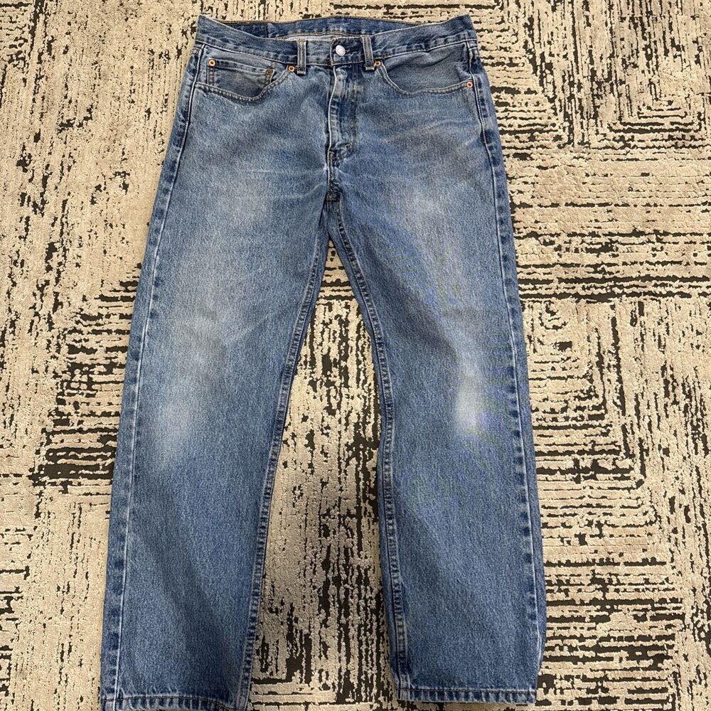 Levi's 505 Regular Fit Jeans Mens 34x29 Blue Rugged Medium Wash Straight Leg